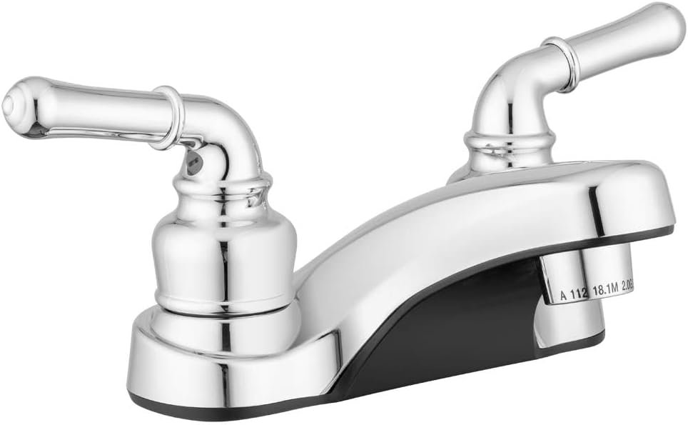 Pacific Bay Lynden Bathroom Sink Faucet, Metallic Plated ABS (Chrome) | Lightweight, rustproof, and easy to install; smooth valve control for kitchen, bath, or laundry sinks. Durable plastic build.