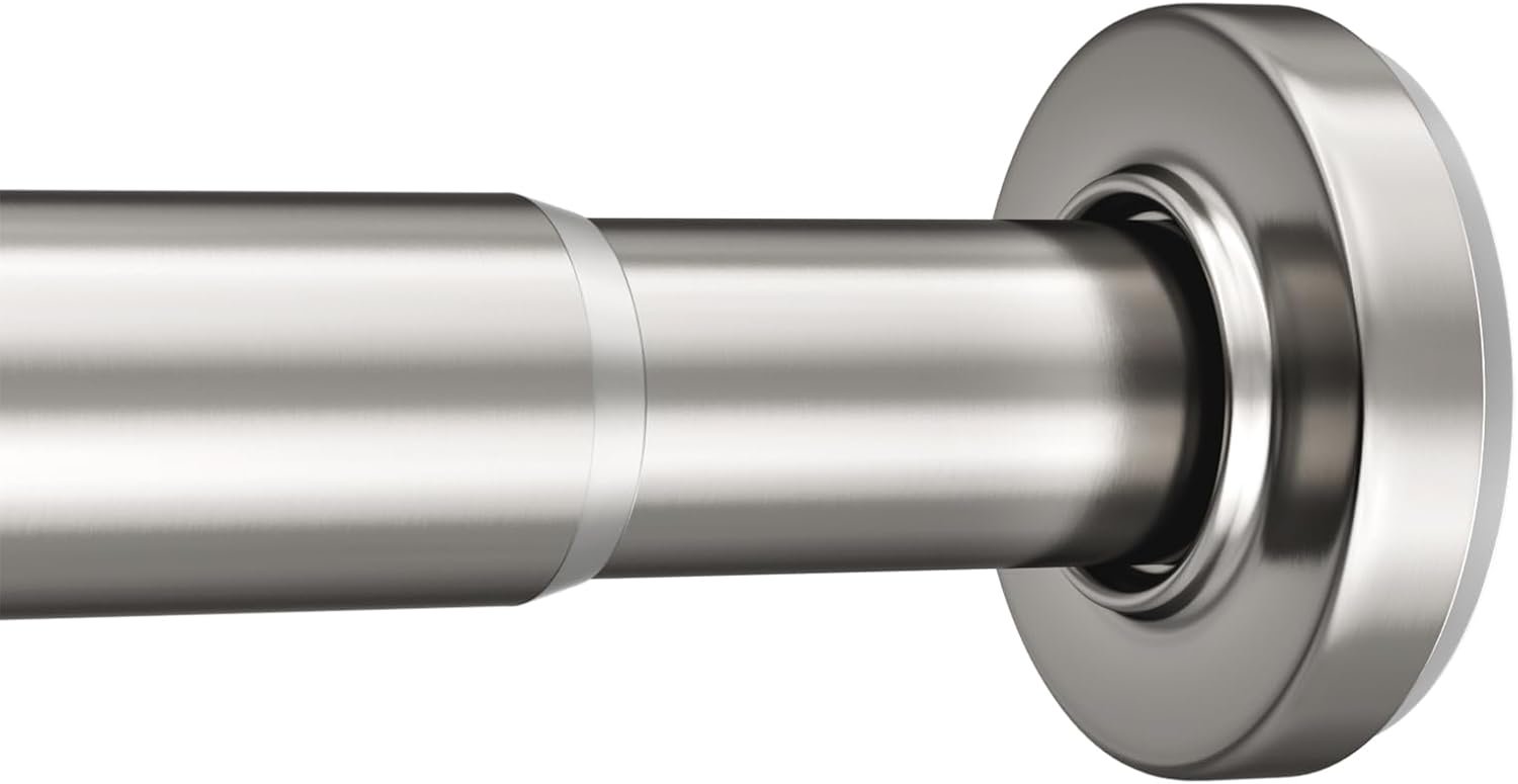 AmazerBath Nickel Spring Tension Shower Curtain Rod 31-75 Inches, 1 Inch Diameter Heavy Duty Tension Rod Rust Proof Bathroom Curtain Rod, Adjustable No Drill Easy Segmented Installation
