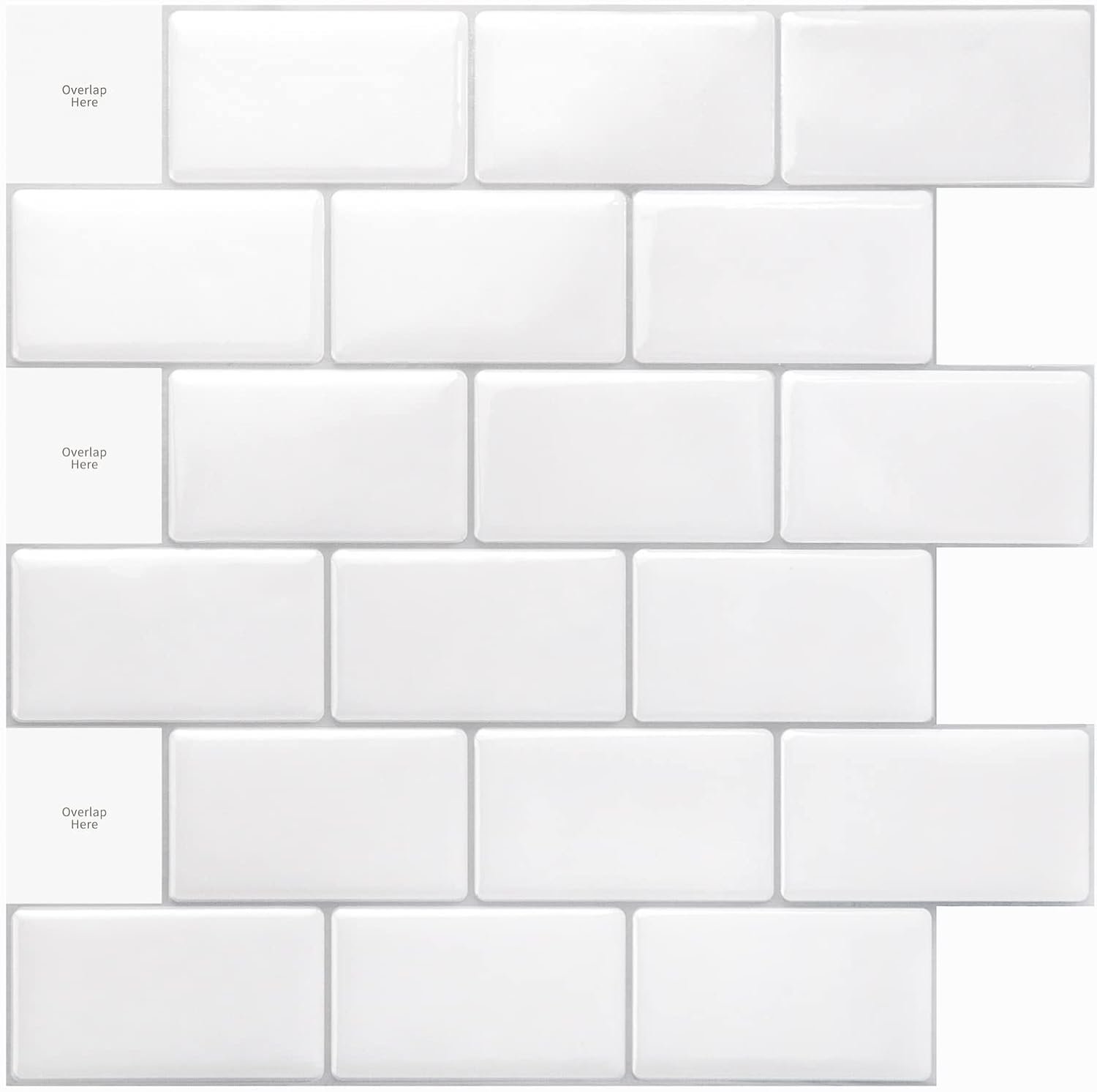 Art3d Premium 10-Sheet Peel and Stick Tile Backsplash – 12″x12″ for Kitchen , Bright White