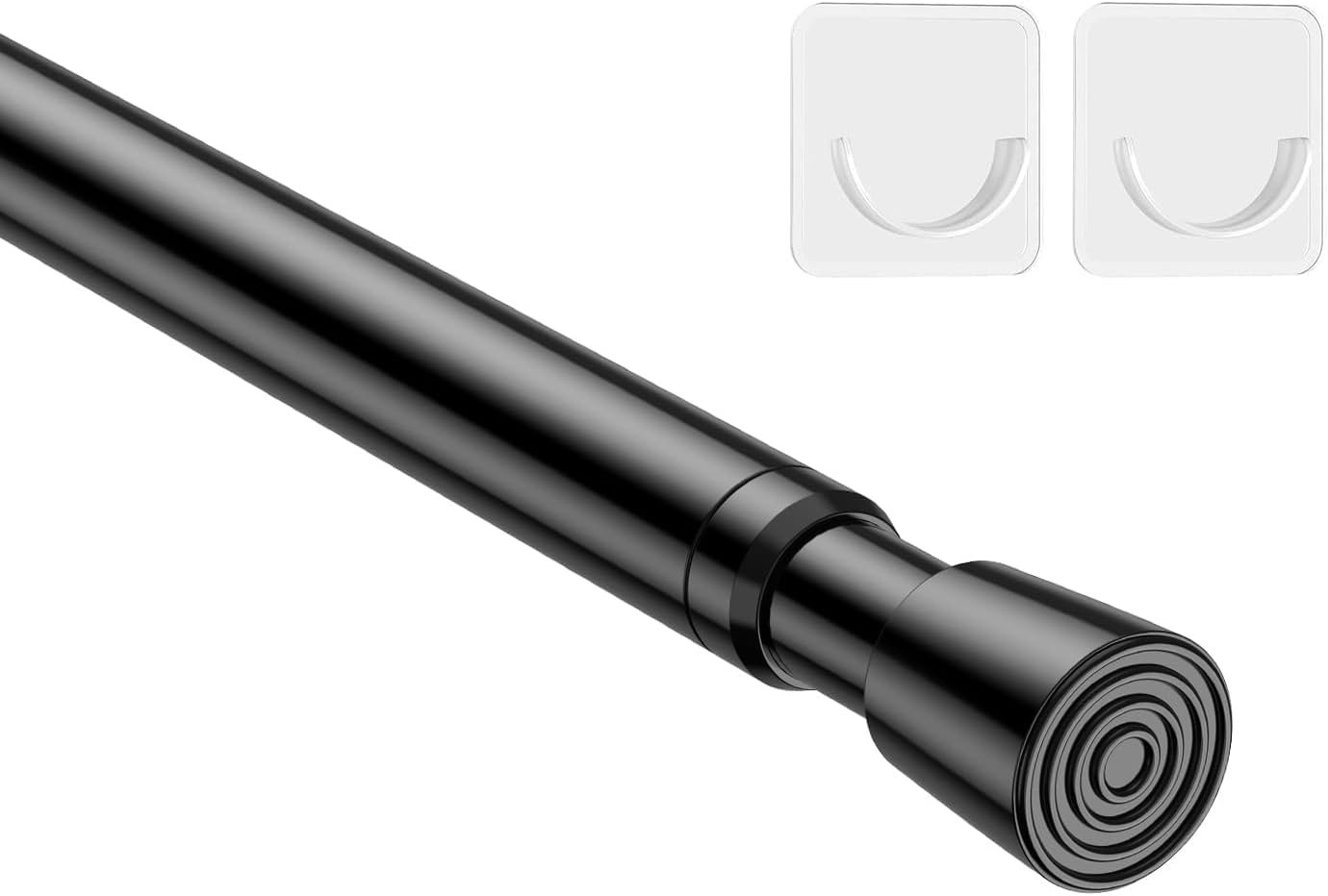 MEXAU 1Pack Spring Tension Curtain Rod 26-39 inch Black Small Tension Rod | Adjustable Curtain Rods No Dilling Extendable Spring Tension Rod Short Curtain Rod for Windows, Kitchen, Bookshelf, Closet