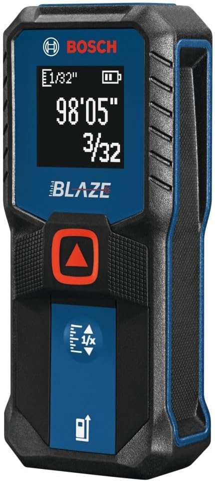 BOSCH GLM100-23 100 Ft Blaze Laser Distance Measure, Includes 2 AA Batteries, Distance Measuring Laser