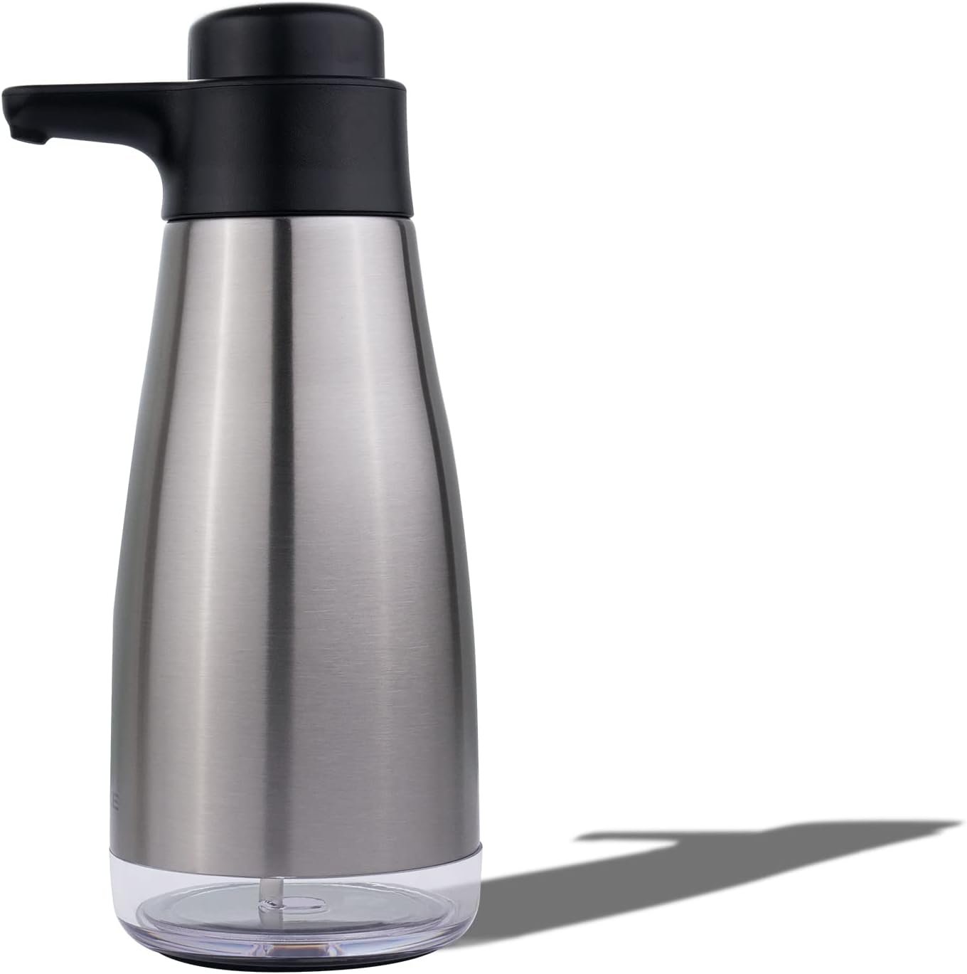 AIKE 15oz Liquid Soap Dispenser for Dish and Hand Soap Stainless Finish | Easy Push Durable Pump, No-Slip Base with Clear Liquid Window, Easy Refill Wide Opening, for Kitchen Sink and Bathroom