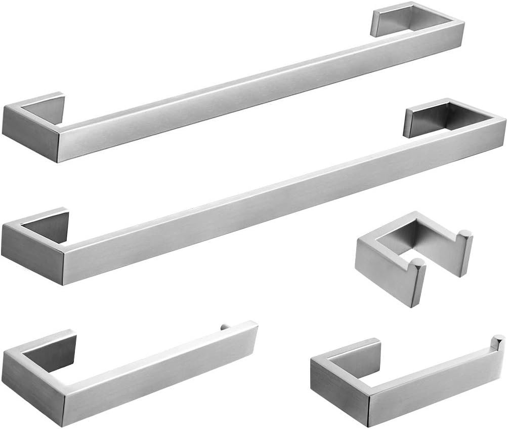 Fapully 5 Piece Bathroom Hardware Set Stainless Steel Bathroom Accessories | Brushed Nickel | SUS304 Stainless Steel | Wall Mounted