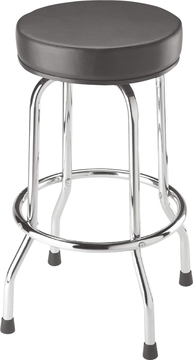BIG RED Torin Swivel Bar Stool: Padded Garage/Shop Seat with Chrome Plated Legs, Black, 28.74″ Tall, 18.5″ Diameter