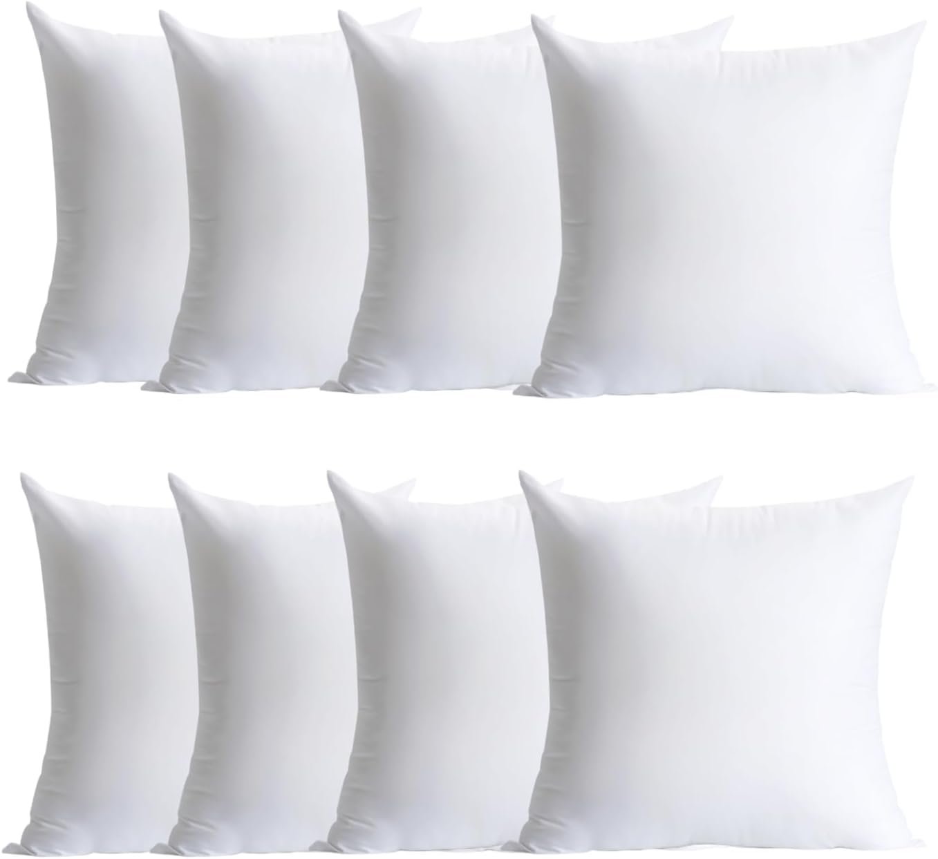 Calibrate Timing Plush and Durable Throw Pillow Inserts – 18 x 18 inches Set of 8, Hypoallergenic Polyester Fiber Fill – Perfect for Decorative Cushion Covers, Sofa and Bed Accent