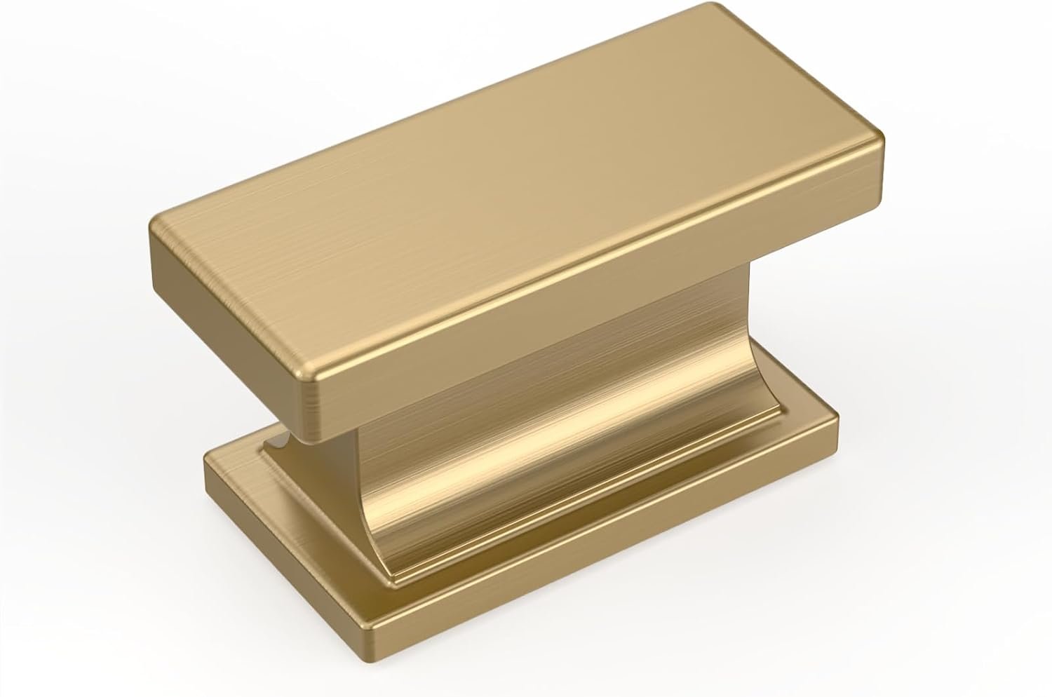 Amerdeco 10 Pack Champagne Bronze Cabinet Knobs 1.46 Inch(37mm) Solid Gold Kitchen Cabinet knobs Rectangle Brushed Brass Drawer Knob for Bathroom Cabinets ZH00013