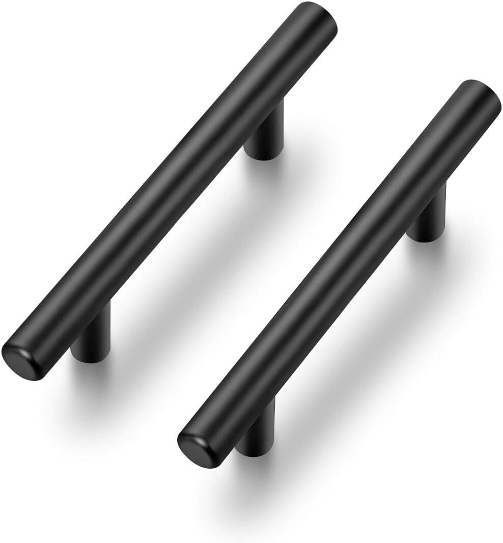 Ravinte Cabinet Handles,5″ Length,3″ Hole Center,Matte Black,30 Pack | Stainless Steel Feel, Round T-Bar Shape, Kitchen Drawer Pulls, Cabinet Handles, For Cupboards, Drawers, Dressers, Cabinets