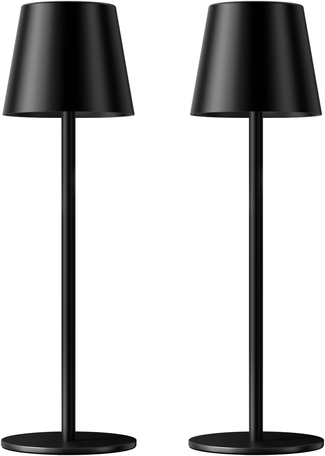 Kakanuo Cordless Table Lamp Rechargeable Black – KK 2 Pack 5000mAH Battery Operated Lamp for Counter, 3 Color Stepless Dimming Wireless Lamp for Dining Kitchen, Outdoor Patio, Touch Control