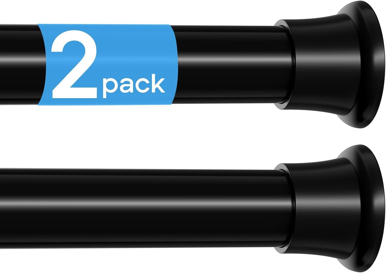 MEXAU 2Pack Spring Tension Curtain Rods 31-76 Inch Black Shower Curtain Rod | Adjustable Spring Loaded Curtain Rods No Drilling 7/8″ Diameter Shower Rods for Window Bathroom Closet Doorway Door