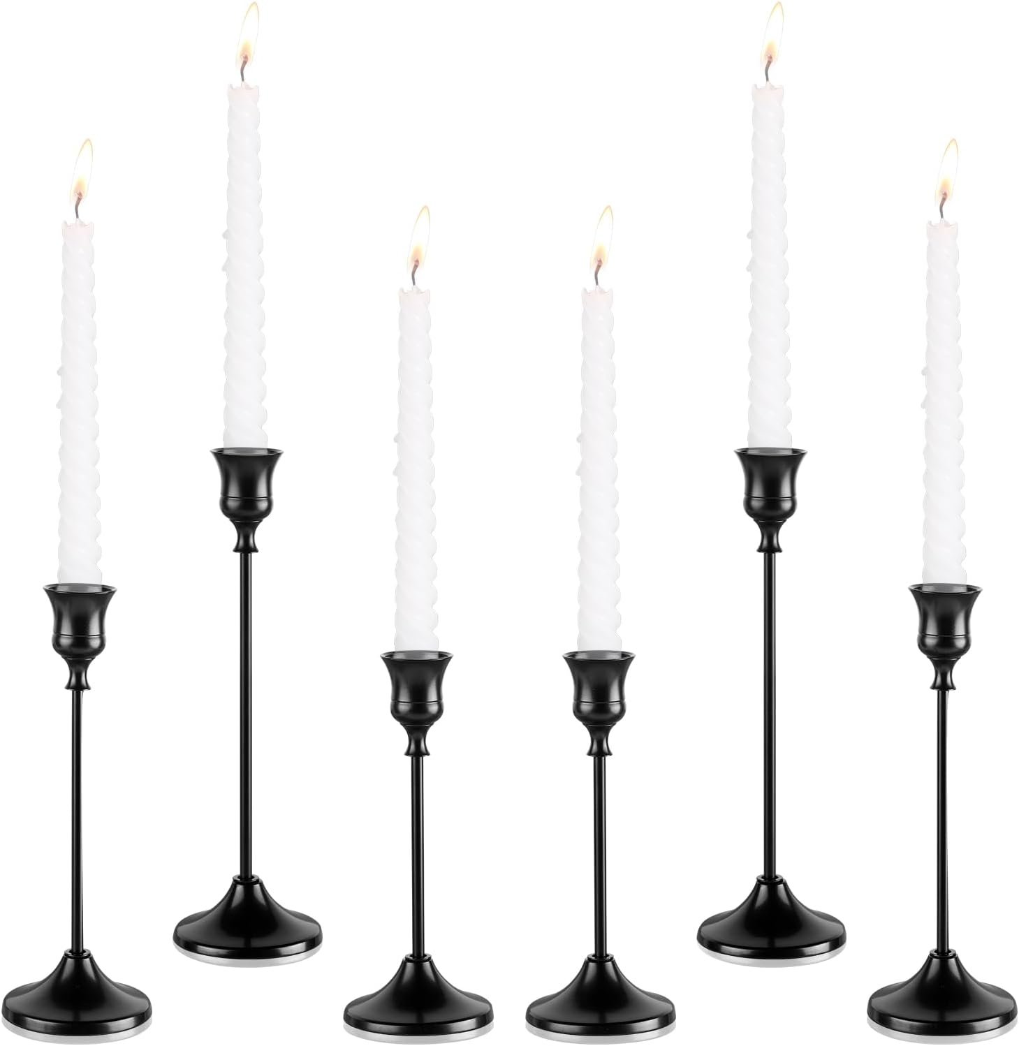 Candlestick Holders, 6PCS Metal Taper Candle Holder, Black Candle Holders for Candlesticks, Candle Holder for Wedding Fireplace Mantel Housewarming Gift