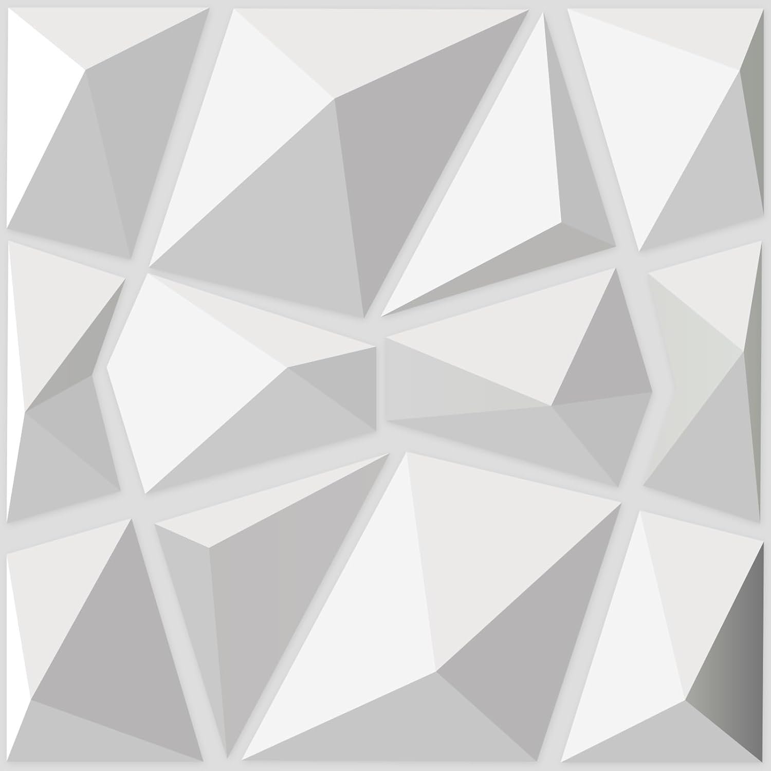 Art3d Decorative 3D Wall Panels in Diamond Design, 11.8″x11.8″ Matt White (33 Pack)