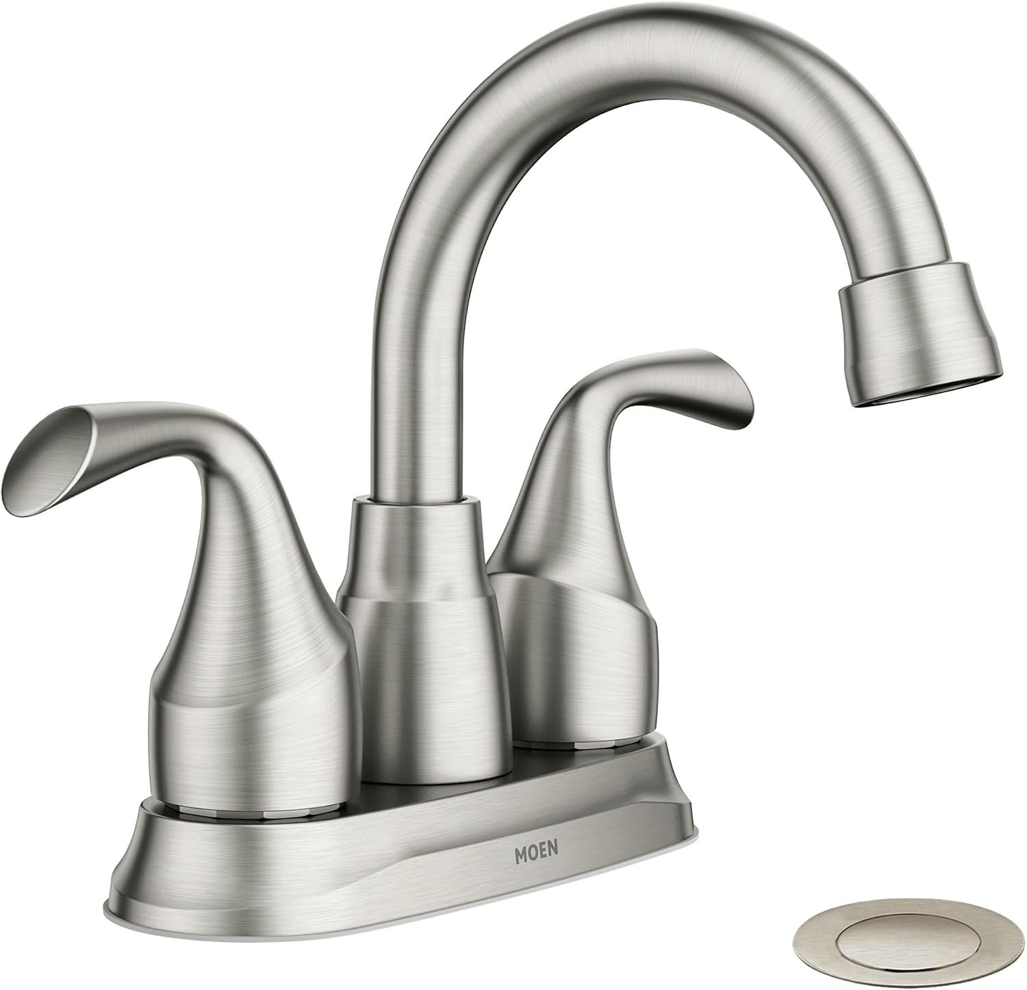 Moen Idora Spot Resist Brushed Nickel Two-Handle Centerset Bathroom Sink Faucet with Drain Assembly, 84115SRN
