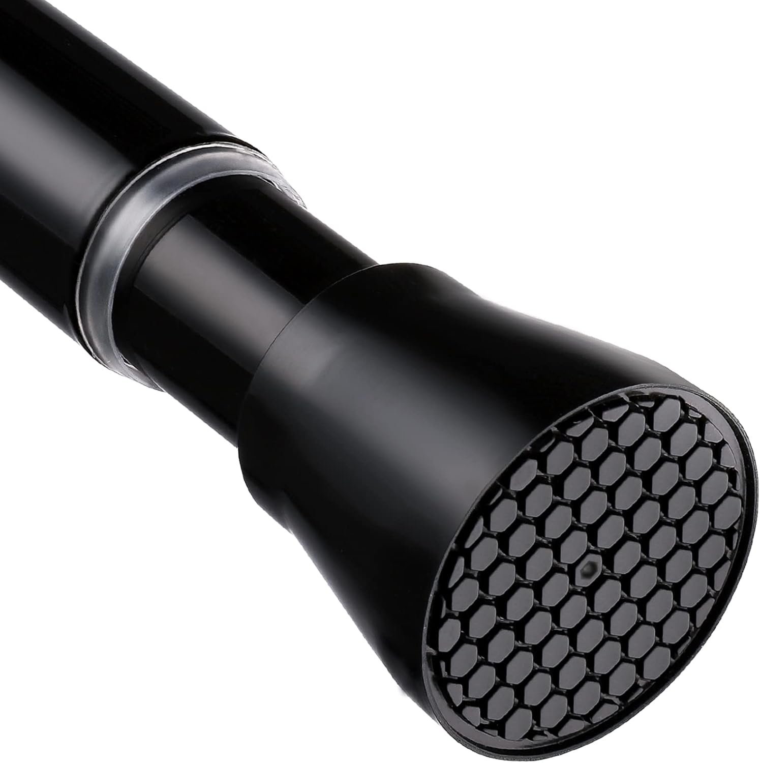 Black Spring Tension Curtain Rod 28-52 Inches, 7/8″ Diameter Adjustable Shower Curtain Rod No Drill, Anti-slip Heavy Duty Spring Curtain Rod for Windows Bathroom Kitchen Closet Doorway