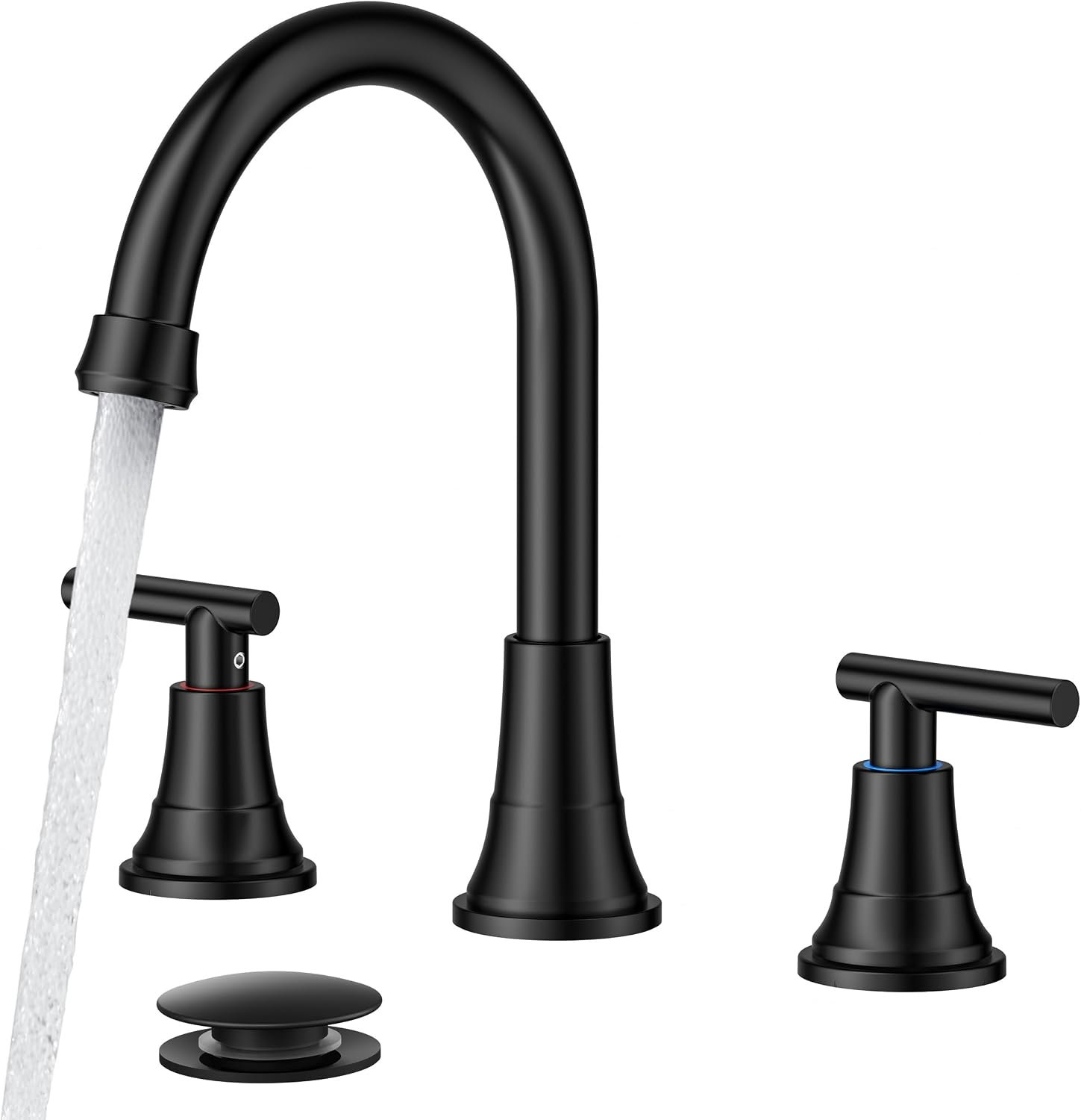 FORIOUS Black Bathroom Faucet 3 Hole, 8″ Widespread Bathroom Vanity Faucet | 360° Swivel Spout Matte Black 8 Inch Widespread Bathroom Sink Faucet 3 Hole, Wholesale 2 Handle Black Vanity Faucet 3 Holes