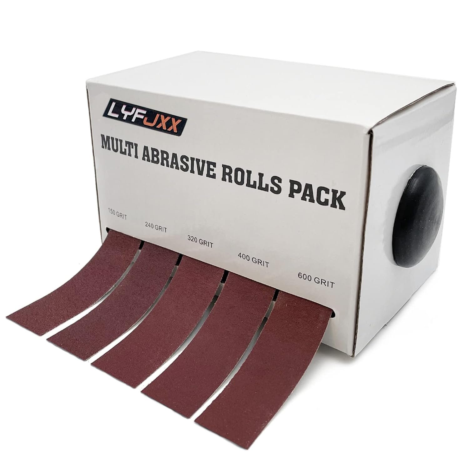 Emery Cloth Roll, 5 Grits Abrasive Sand Paper Set, 150 240 320 400 600 Grit Sandpaper Rolls for Wood Metal Polishing with Dispenser, Each Roll (6M)