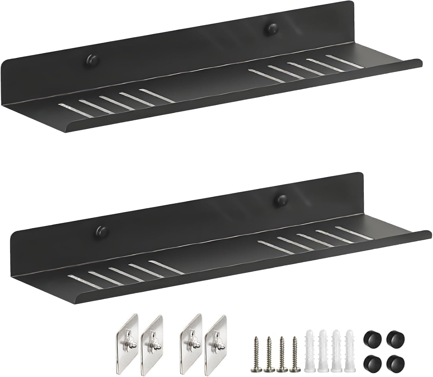 Over The Sink Shelf, Metal Wall Mounted Bathroom Countertop Organizer, Floating Shelf Organizer (2 PCS) (Black, 40CM(15.7′))