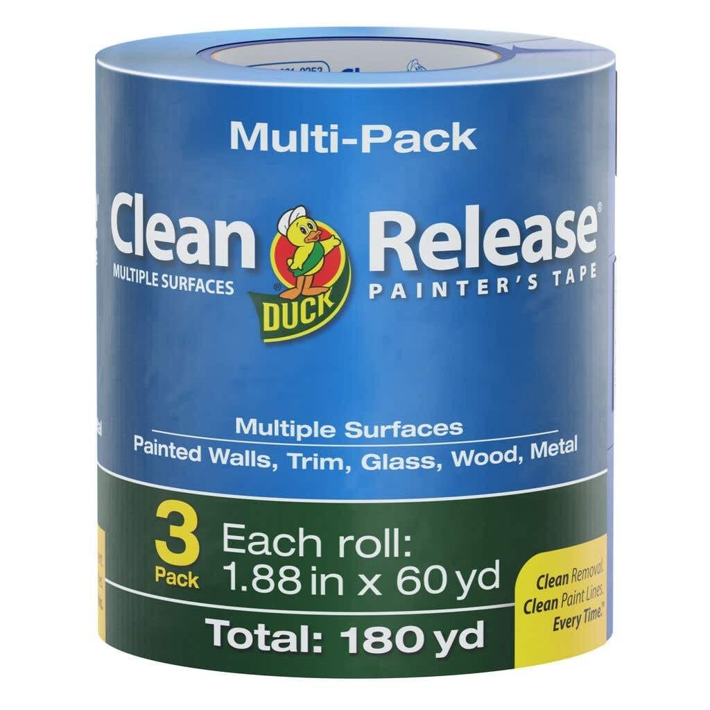 Duck Clean Release Blue Painters Tape, Masking Tape For Paint Projects, 2 in (1.88 in x 60 yd) 3-Pack, 240461