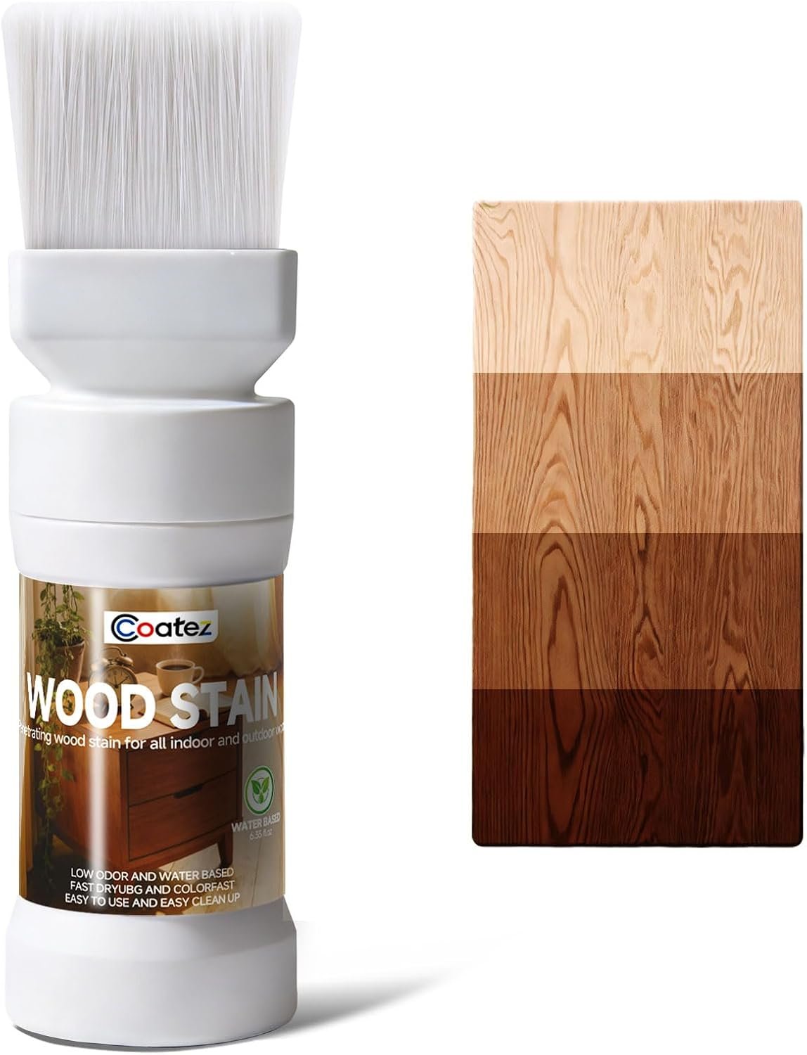 Wood Stain and Sealer in One – Brown Walnut | 6.35 Fl Oz Water Based Formula, Multiple Finishes, Fast Drying, Indoor & Outdoor Furniture, Cabinets, Non-Toxic & Low Odor