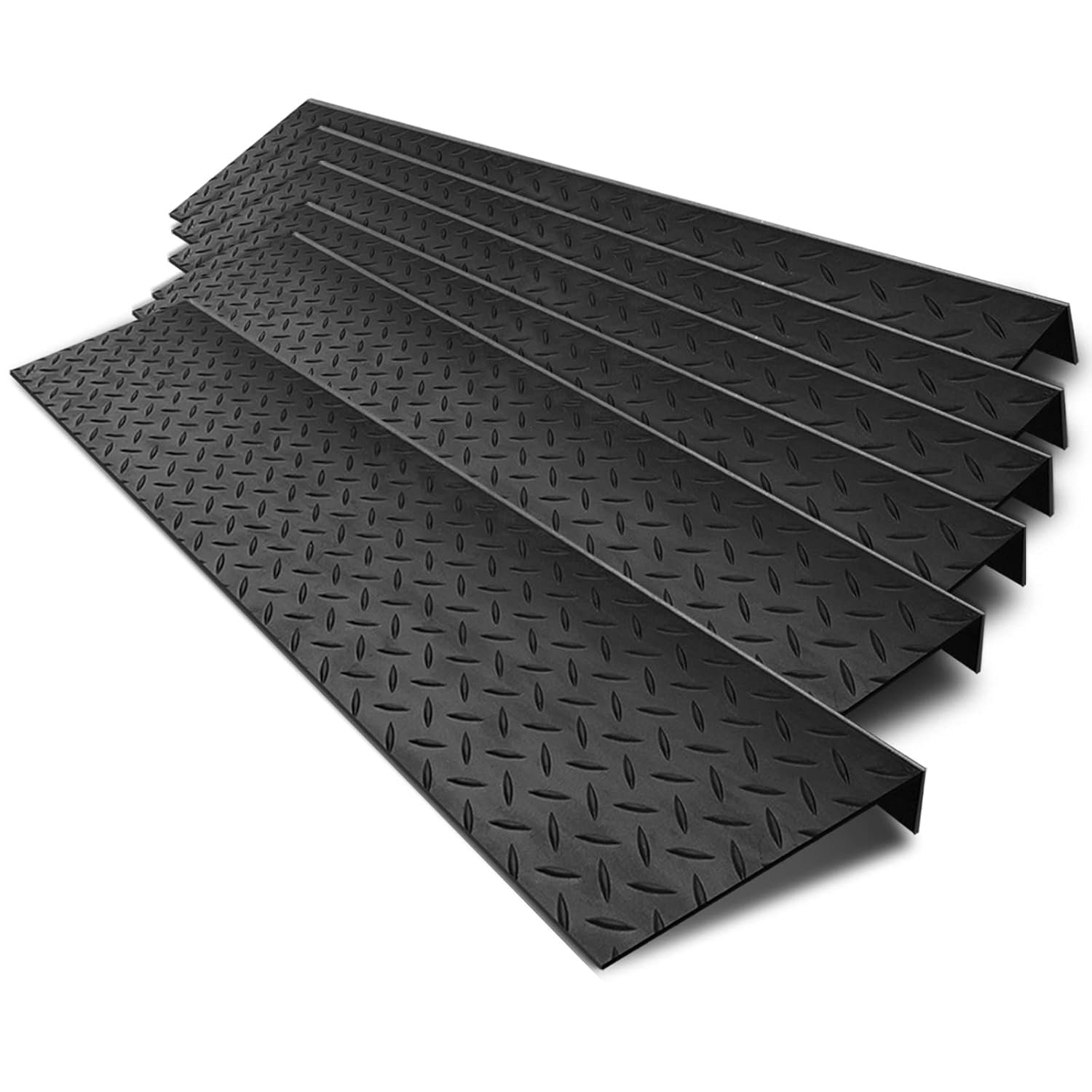 Spurtar Rubber Stair Treads 35″ x 9.85″, 6 Pack Outdoor Stair Treads, Black | Non-Slip, Outdoor, For Wooden Steps, For Concrete Marble Tile Metal Steps, For Garage, Patio