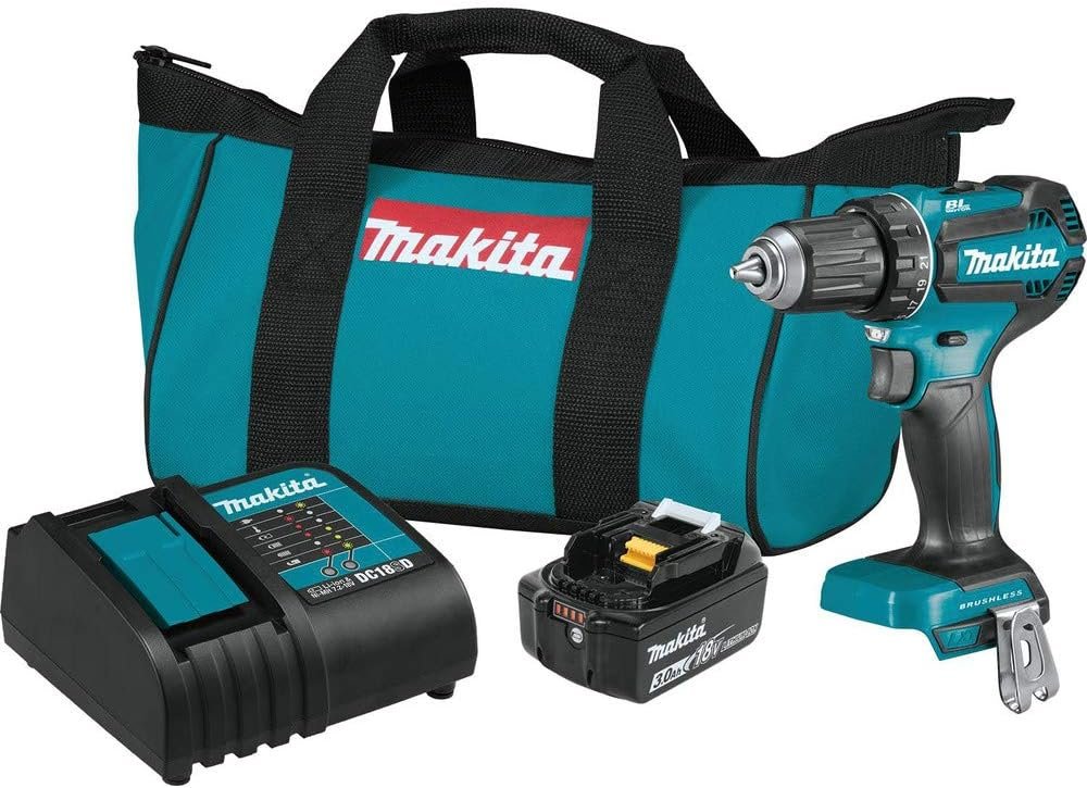 Makita XFD131 18V LXT® Lithium-Ion Brushless Cordless 1/2″ Driver-Drill Kit (3.0Ah), Variable Speed