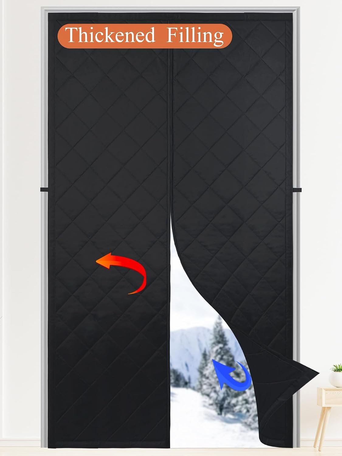 Upgraded Magnetic Thermal Insulated Door Curtain | Thicken Polyester Fiberfill & Thicker Oxford Fabric,Temporary Folding Doors Insulation Cover,Window Insulation Kit for Winter