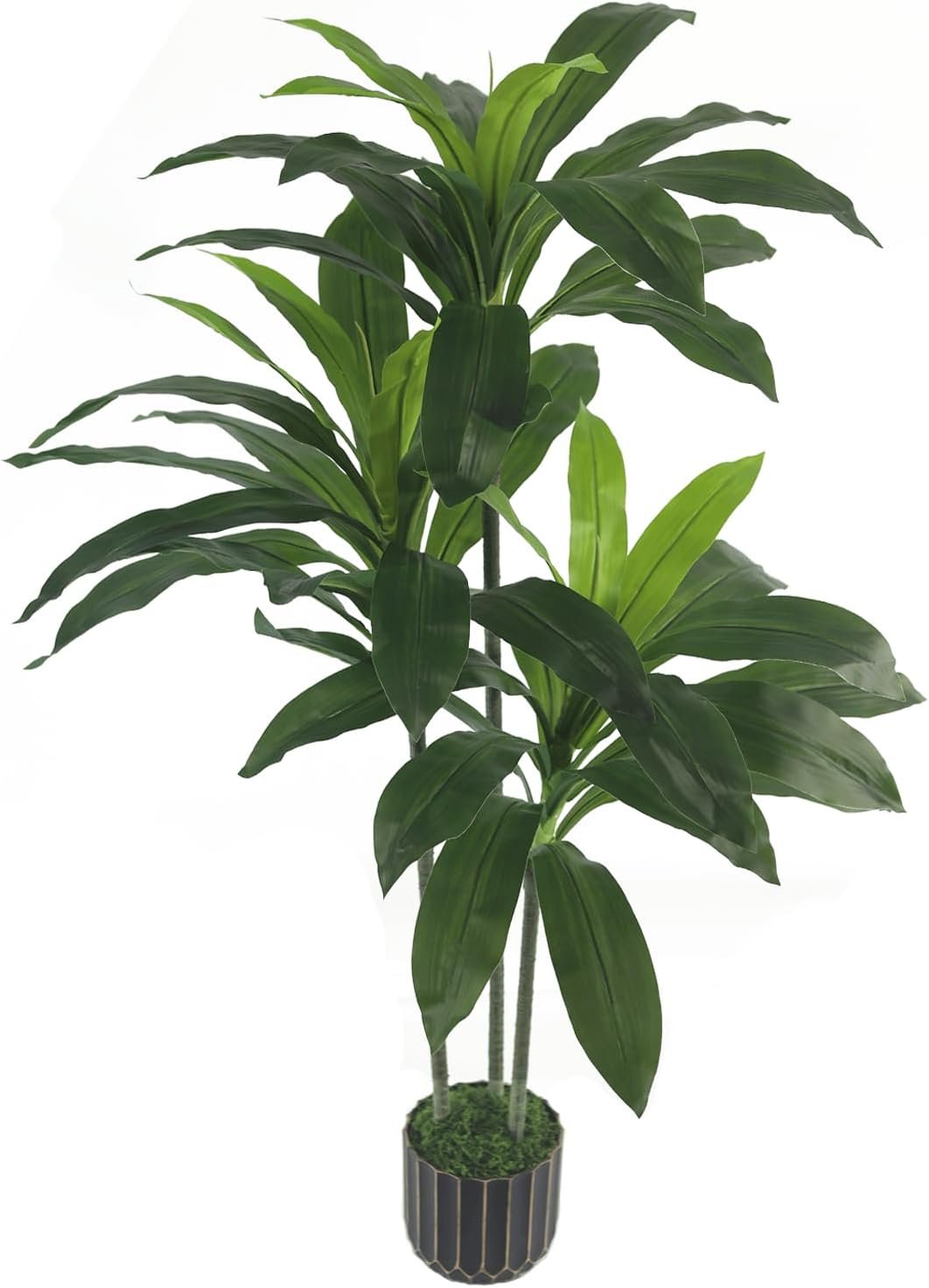 Artificial Plants Indoor – 4ft Artificial Dracaena Tree – Fake Tree Realistic Fake Indoor Plant with Zero Maintenance Leaves – Faux Plants Indoor for Home Decor, Large Artificial Plants Indoor