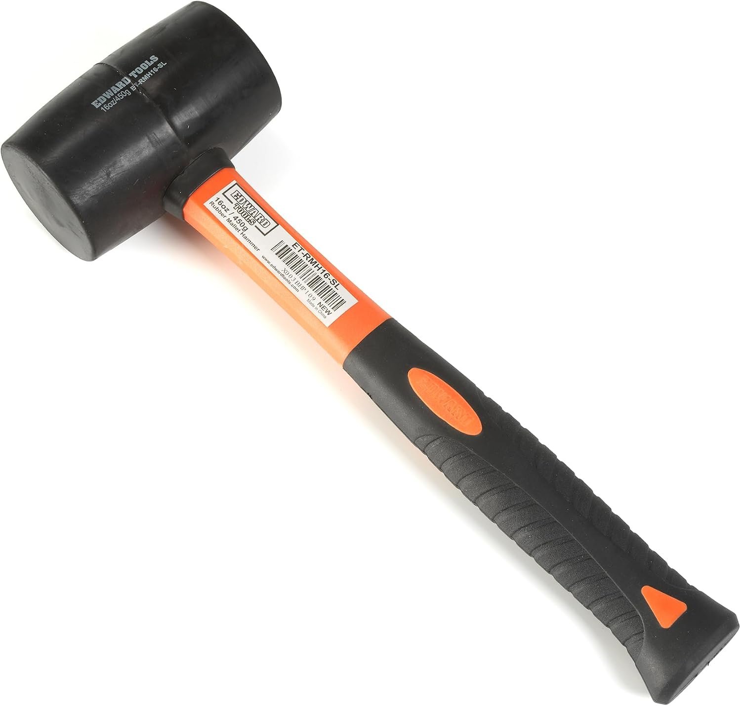 Edward Tools Rubber Mallet Hammer 16 oz – Durable Eco-friendly Rubber Hammer Head for Camping, Flooring, Tent Stakes, Woodworking, Soft Blow Tasks without Damage – Ergonomic Grip Handle