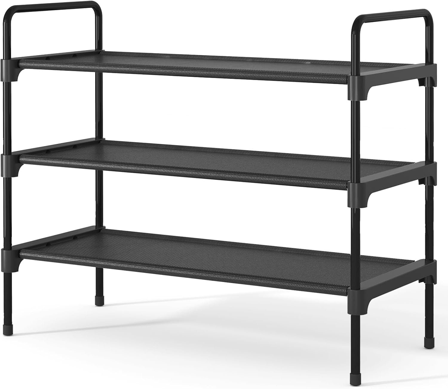 Kitsure Shoe Rack for Closet, Shoe Storage, 27.6″ Wide – 3 Tiers, Black | Shoe Organizer for Closet, Entryway, Living Room, Space-Saving Shoe Shelf, Sturdy Zapateras Organizer