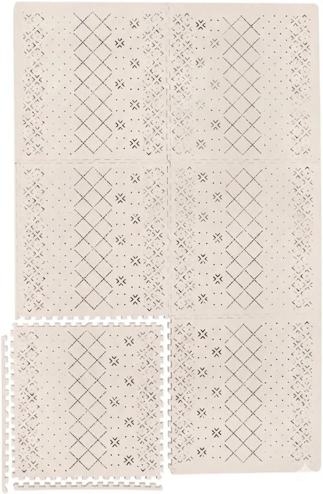 Yay Mats Stylish Extra Large Puzzle Play Mat, Thick, Soft, Non – Toxic Foam Covers 6 ft x 4 ft. Expandable Tiles with Edges – EVA Foam Play Mat for Floor (Carter Mudcloth Tan)
