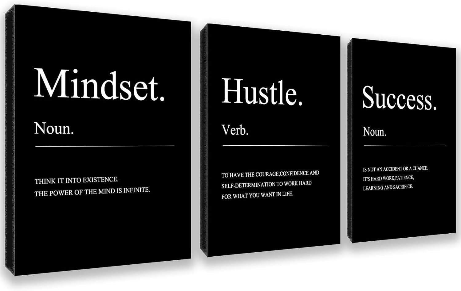 Motivational Wall Decor 3 Pieces Success Paintings Motivational Posters Prints Office Wall Decor Inspirational Canvas Wall Art Picture for Home Bedroom Living Room Decorations(36″ Wx16 H)