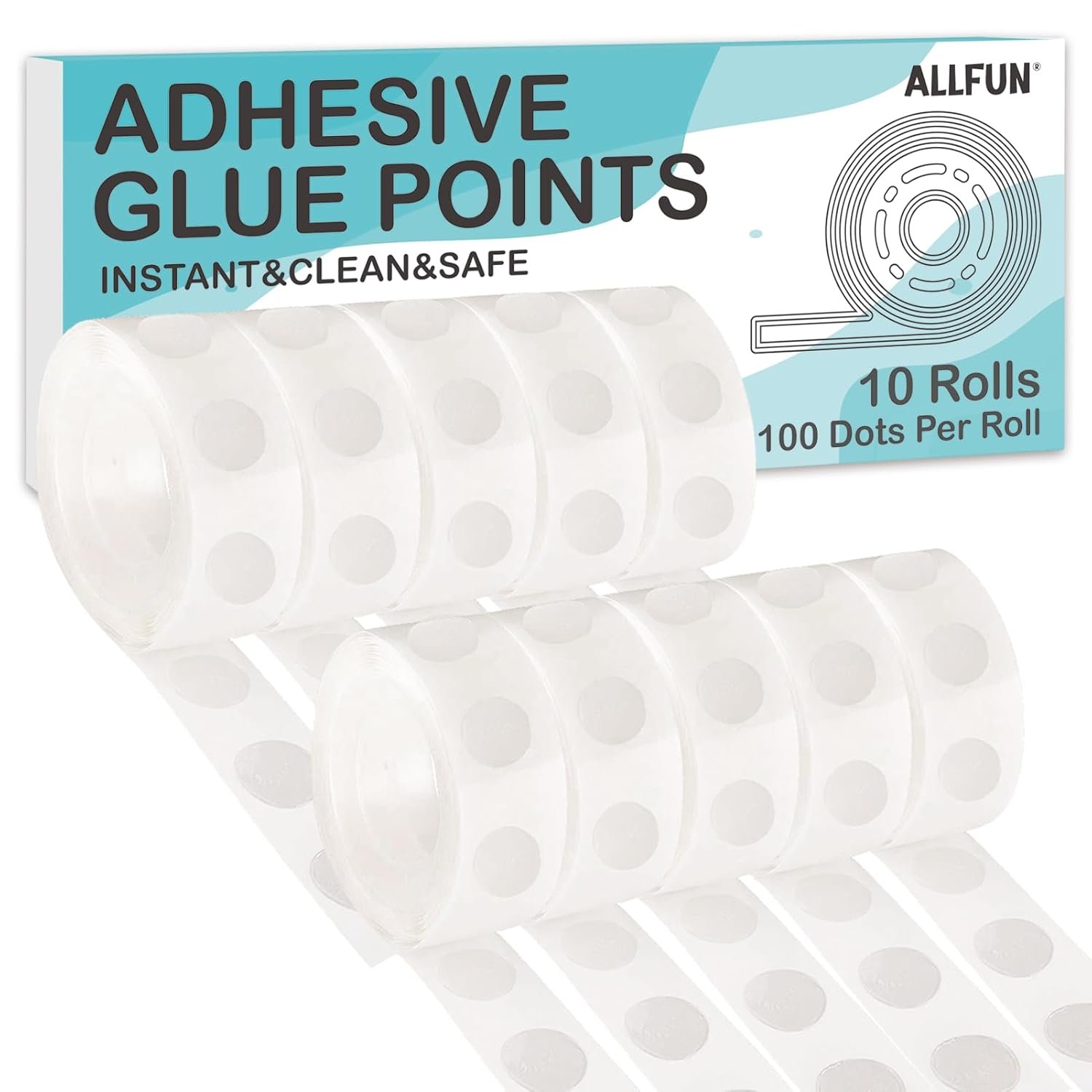ALLFUN 1000 Pieces Glue Point Dots Double Sided Adhesive for Balloons Craft | Double Sided, Sticky, Removable, Clear