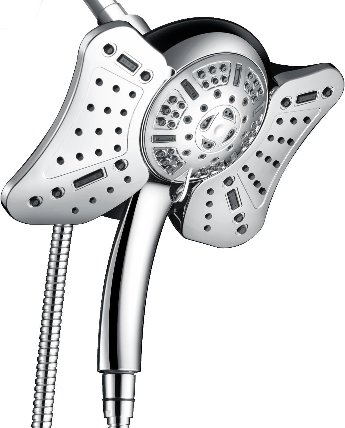GRICH Shower Head with Handheld Spray – Dual High Pressure Showerhead | Rainfall Shower Heads Combo, Detachable Hand Shower, 9 Spray Settings, 60″ Stainless Steel Shower Hose, 2.5GPM, Chrome