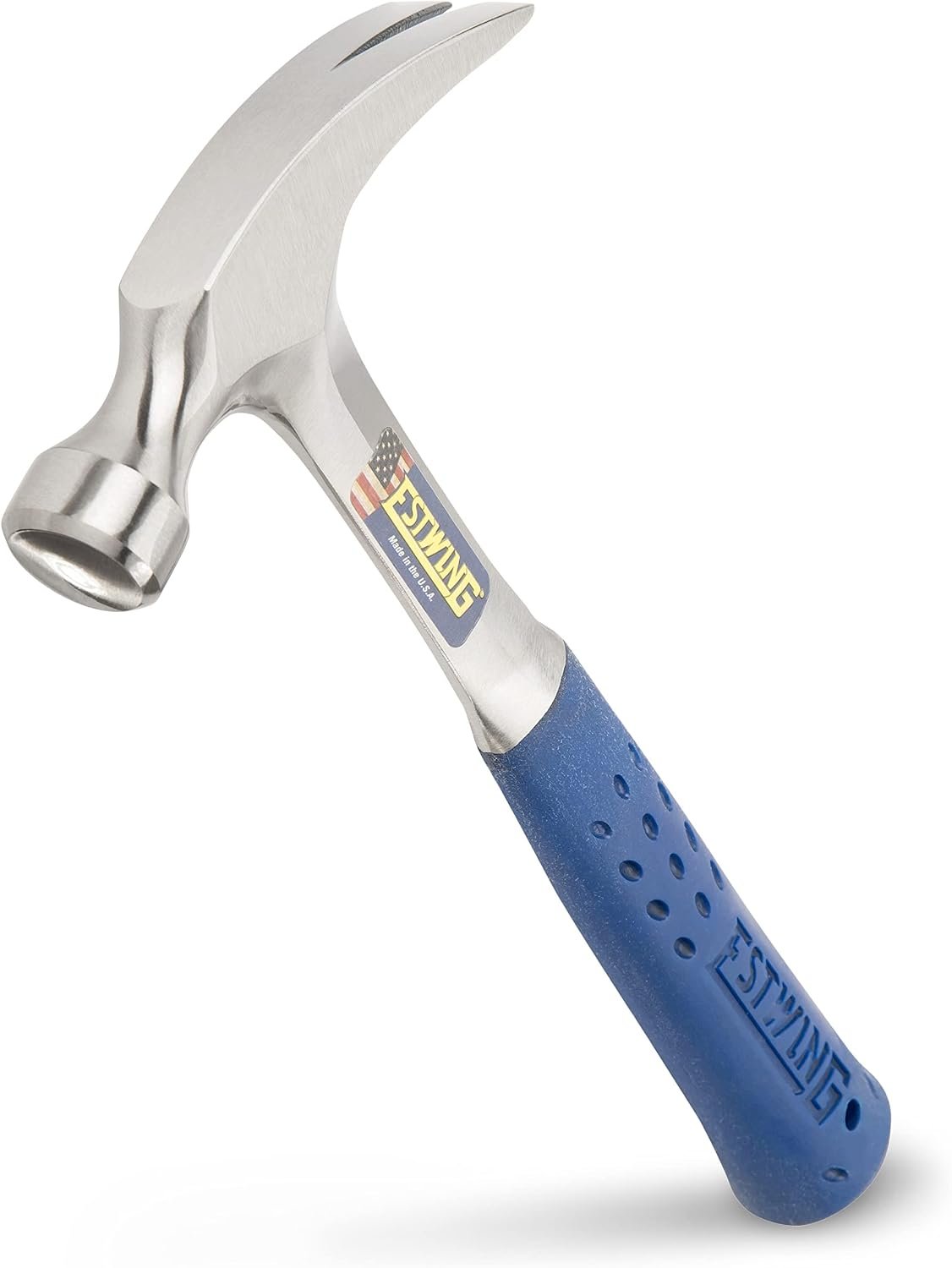 ESTWING Hammer – 12 oz USA Made Straight Rip Claw Hammer with Smooth Face & Shock Reduction Grip – E3-12S