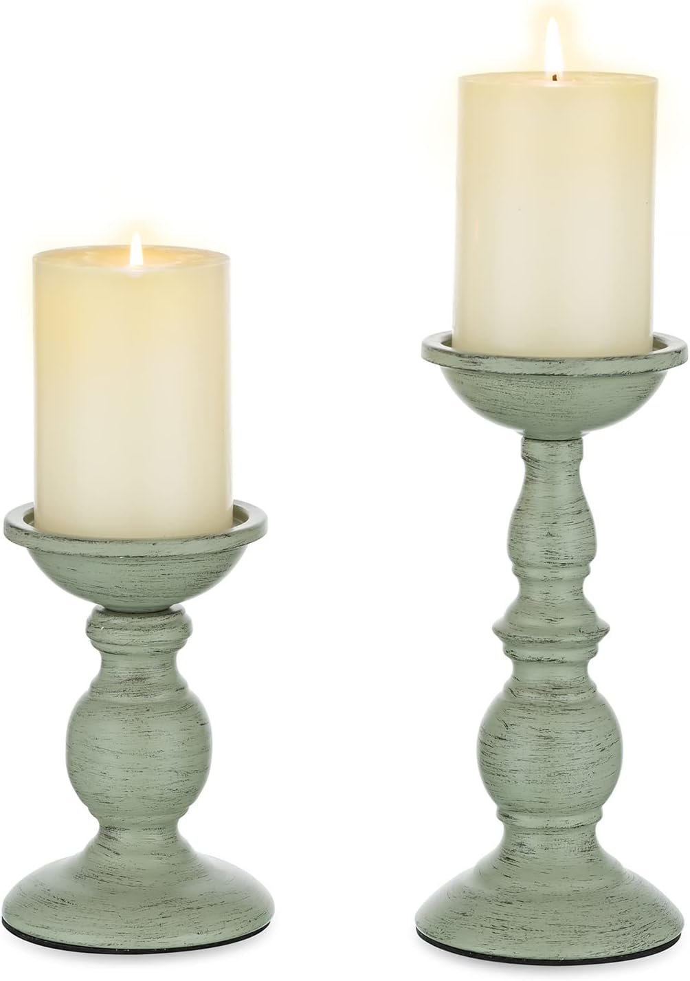 Sziqiqi Retro Iron Candle Holder Vintage Pillar Candles Holders for Table Centerpiece Wedding Birthday Candlelight Dinner Decorative Light Home Décor 2pcs