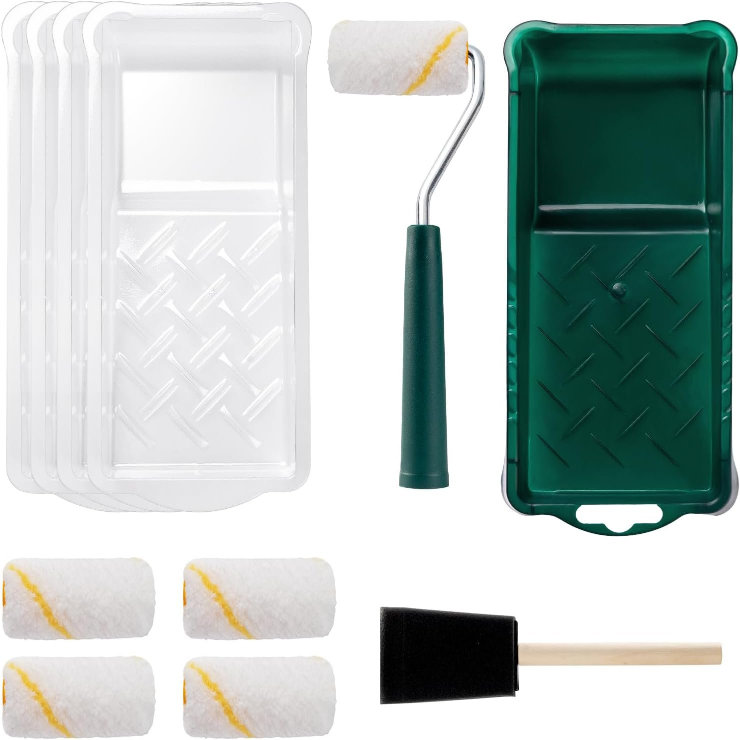 Paint Roller Kit, 12 Pack, 2 Inch Mini Paint Roller, Microfiber | Small Paint Tray Liners, Roller Covers & Sponge Brush, Easy Cleanup, Professional Touch-Ups for Walls, Cabinets & Crafts