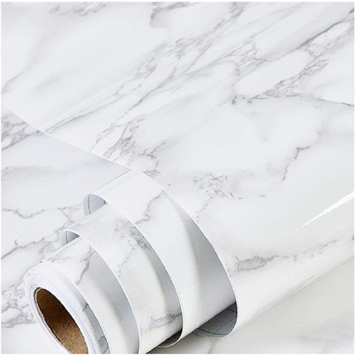 Marble Contact Paper White Peel and Stick Wallpaper for Kitchen Countertop | 15.7inch×118.1inch Gray Marble Wallpaper for Kitchen Backsplash Cabinet Waterproof Self Adhesive Removable Wall Paper