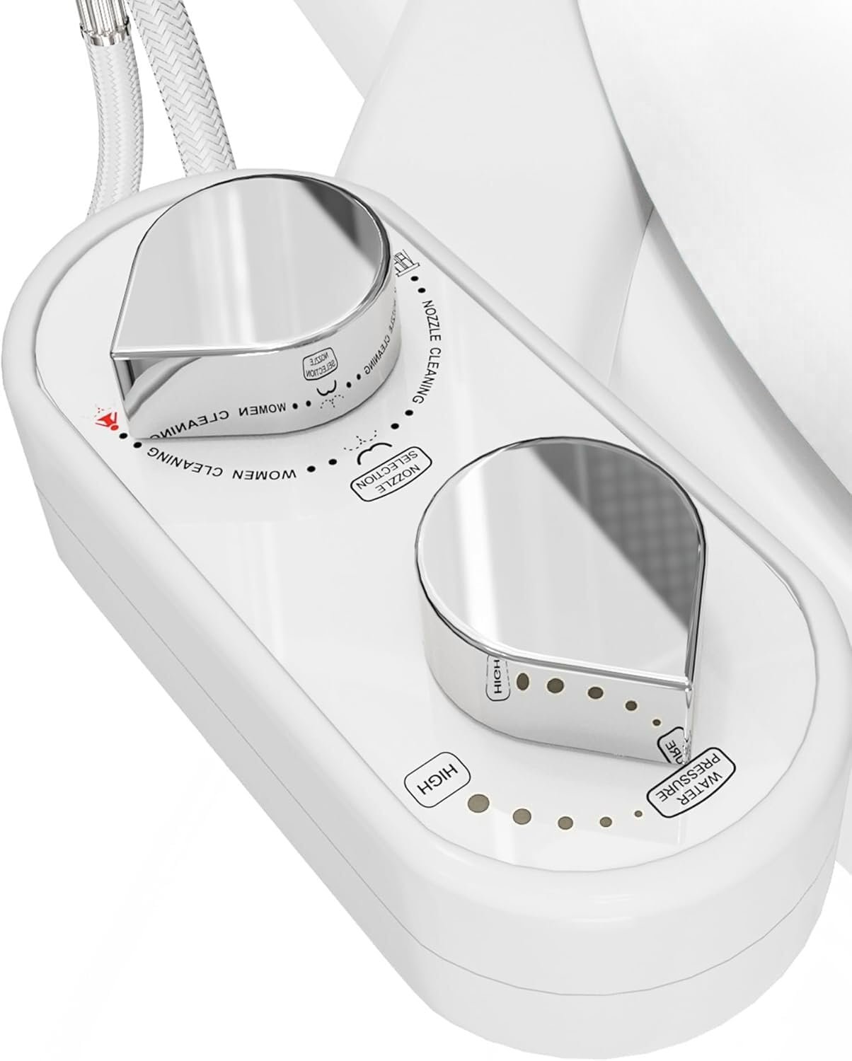 CLEAR REAR Bidet Attachment for Toilet Seat – Non-Electric with Self Cleaning Dual Nozzles, Leak Proof Connectors, Adjustable Water Spray, Rear & Feminine Wash – Hygienic Bathroom Upgrades (White)