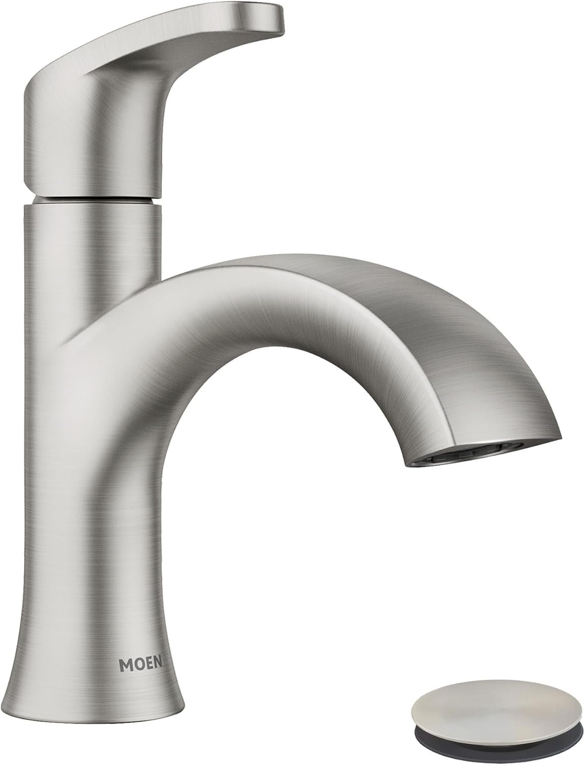 Moen Karis Spot Resist Brushed Nickel One-Handle Single Hole Bathroom Sink Faucet with Optional Deck Plate, 84346SRN