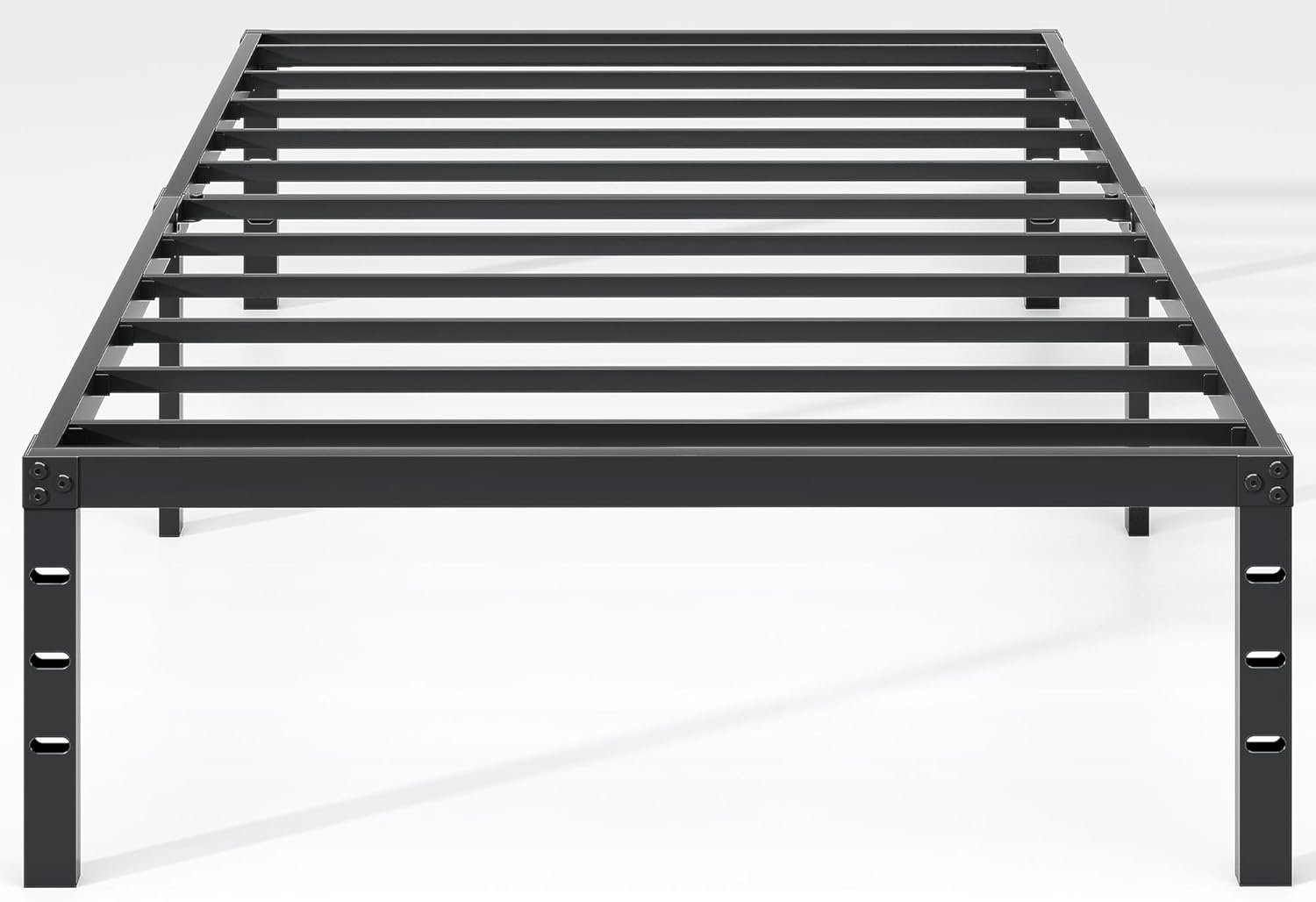 NEW JETO Metal Bed Frame,Twin Size Bed Frame with Storage Space,Heavy Duty Sturdy Mattress Foundation,Easy Assembly,No Box Spring Needed, Black,14 Inch,Twin