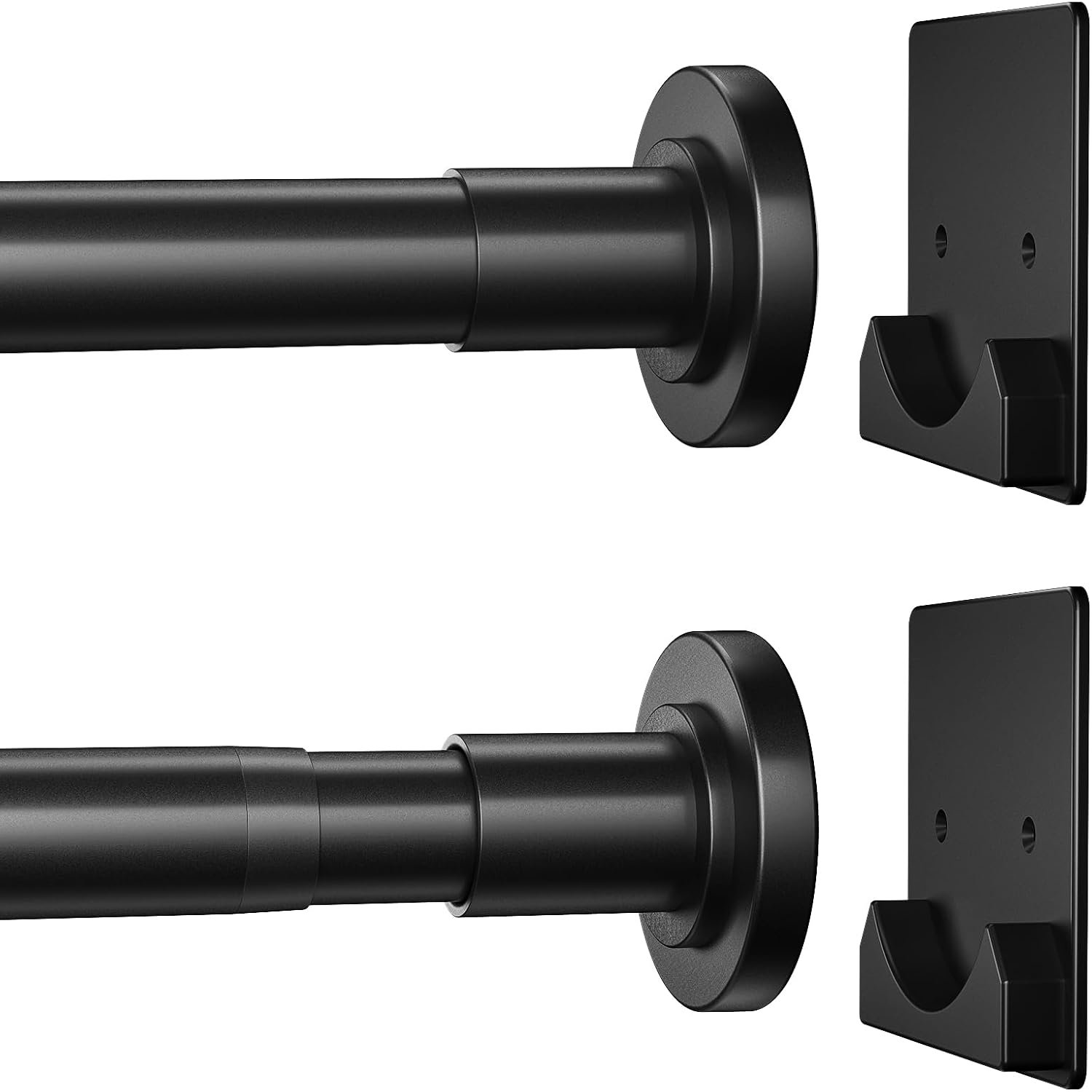 CorkLatta Matte Black Shower Curtain Rod,1 Inch Diameter Stainless Steel Adjustable Spring Tension Rods 32 to 80″,with Holders,Anti-Slip,Curtain Rods No Drilling(1 Pack) | 1 Inch Diameter Stainless Steel Shower Rods for Bathroom,Heavy Duty Tension Rods Anti-Slip,No Drilling