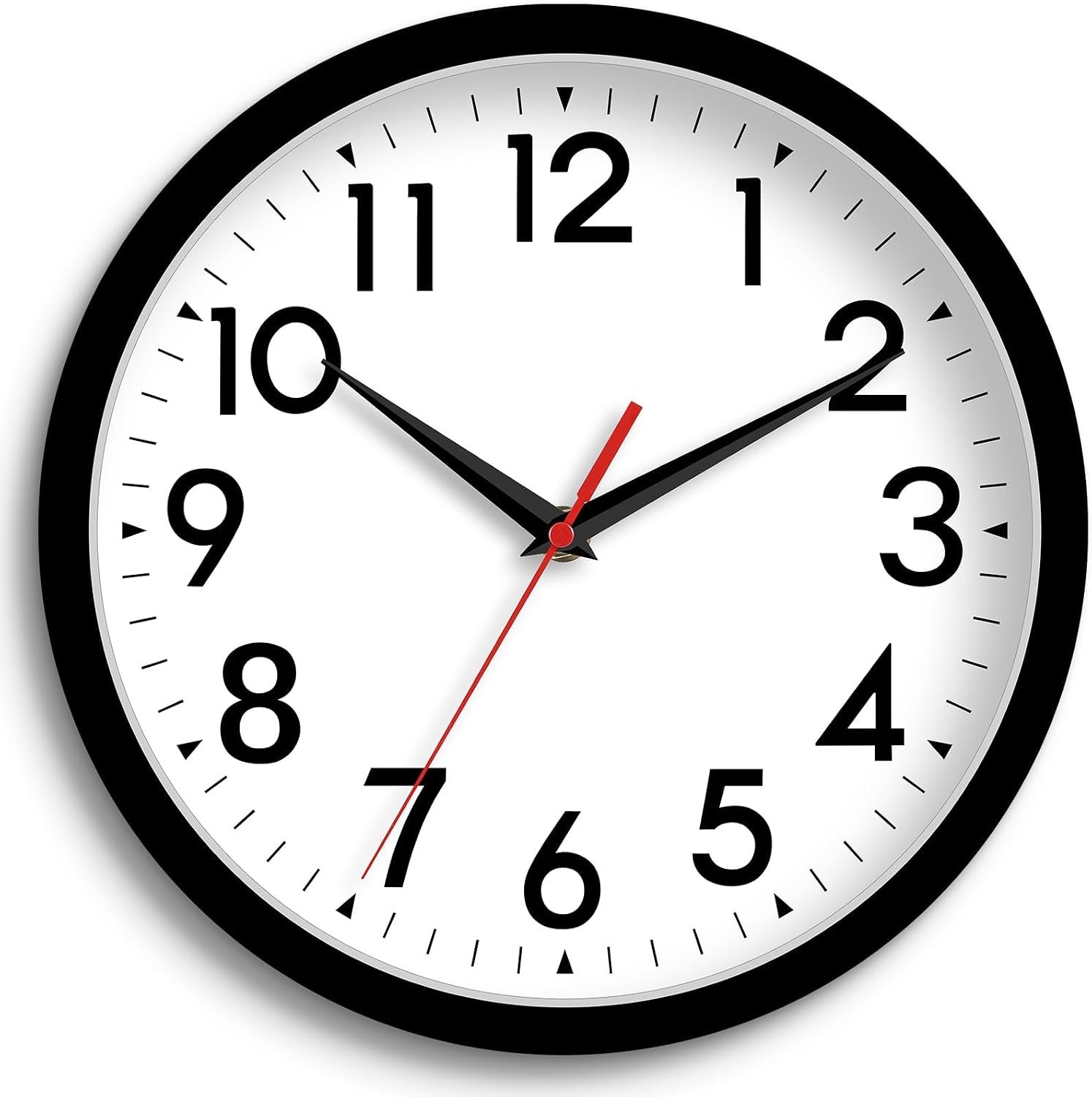 DAXSMY 8 Inch Wall Clock, Battery Operated Silent Non Ticking | Black analog clock; large easy-read dial for outdoor, classroom, living room, bedroom & bathroom; 1 AA battery (not included)
