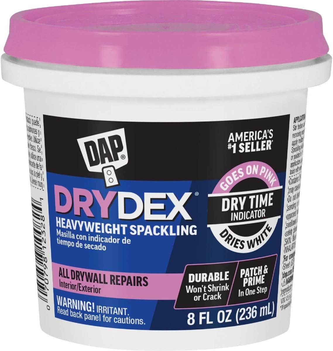 Dap 12328 DryDex Spackling Interior/Exterior, 1/2-Pint , White