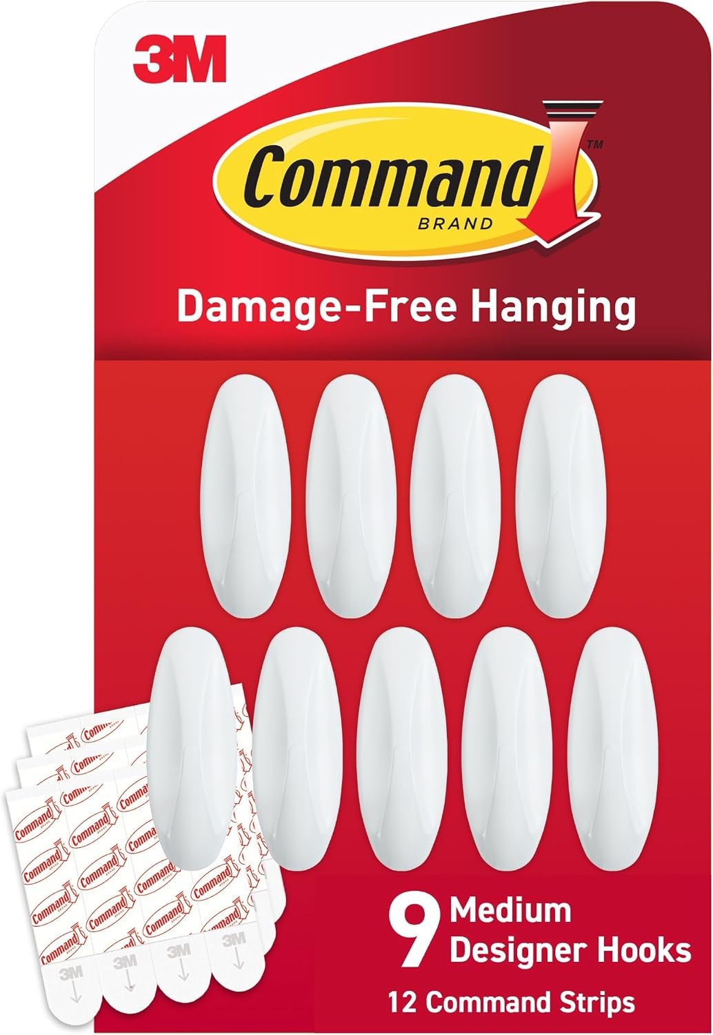 Command Medium Designer Hooks, 9 Hooks, 12 Strips