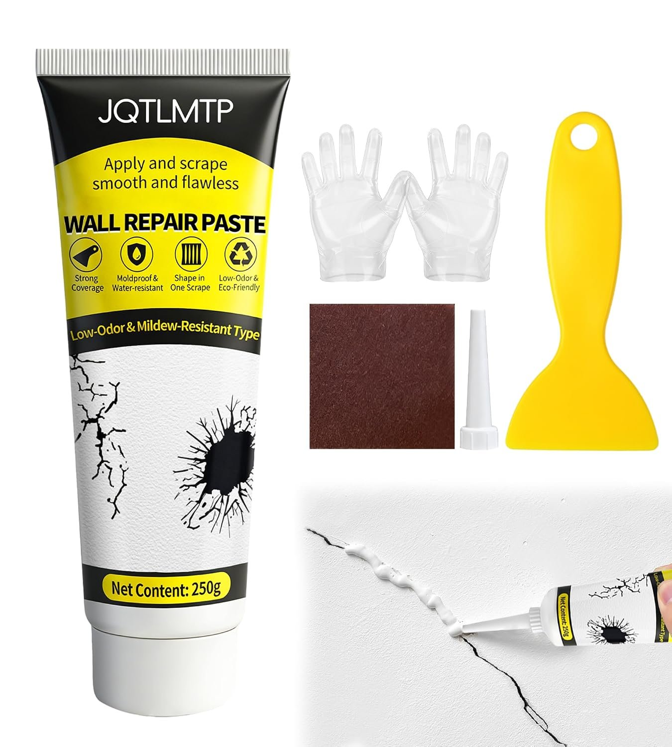 Drywall Repair Kit with Scraper, 8.8 Oz Wall Repair Paste for Holes Cracks & Dents