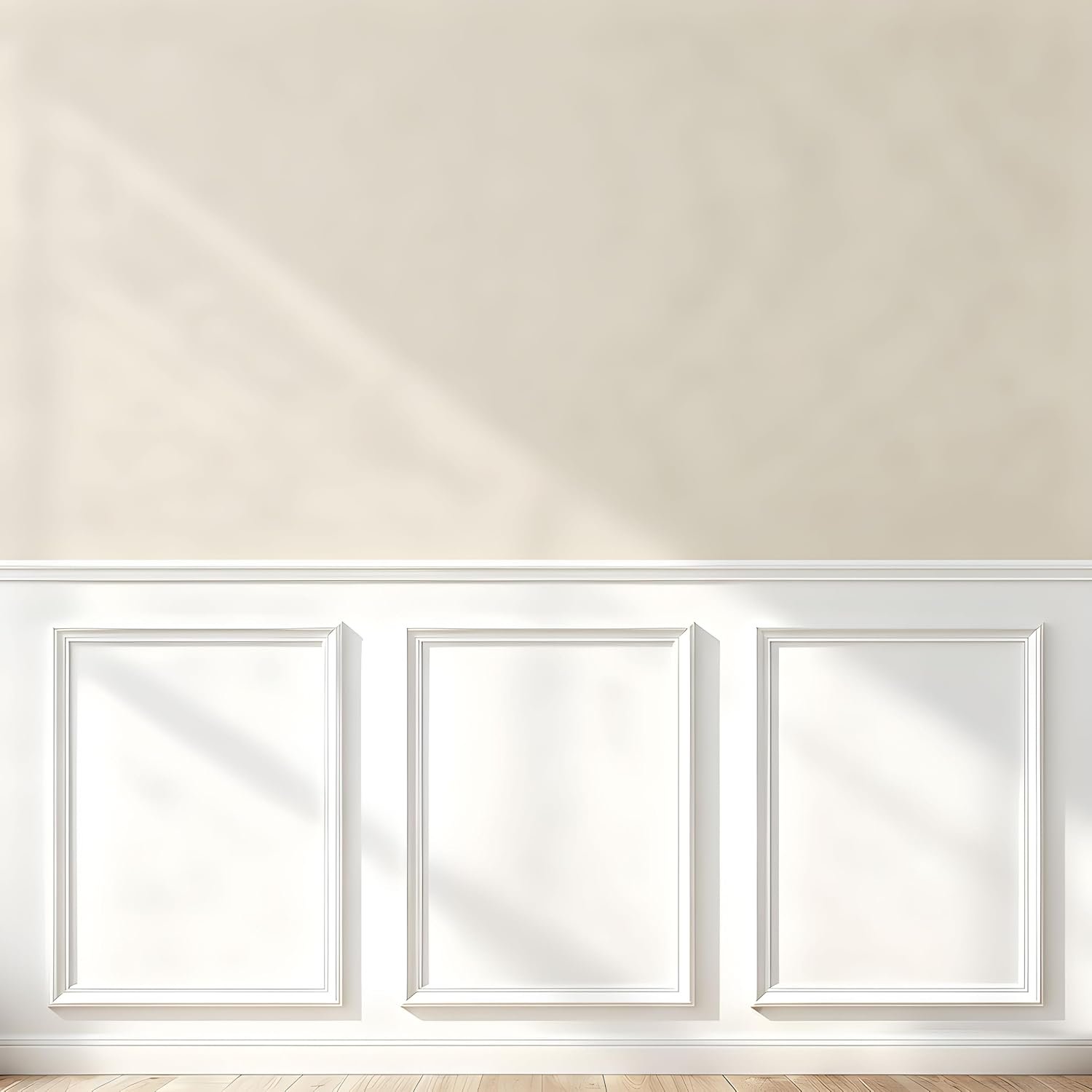 Peel and Stick Wainscoting Panels, 3 Set 20″x27″ Wall Molding + 2pcs Chair Rail Trim, Pre-Cut Self Adhesive Premade Molding Panel for Bathroom Hallway Door Nursery Wall, Ready to Assemble
