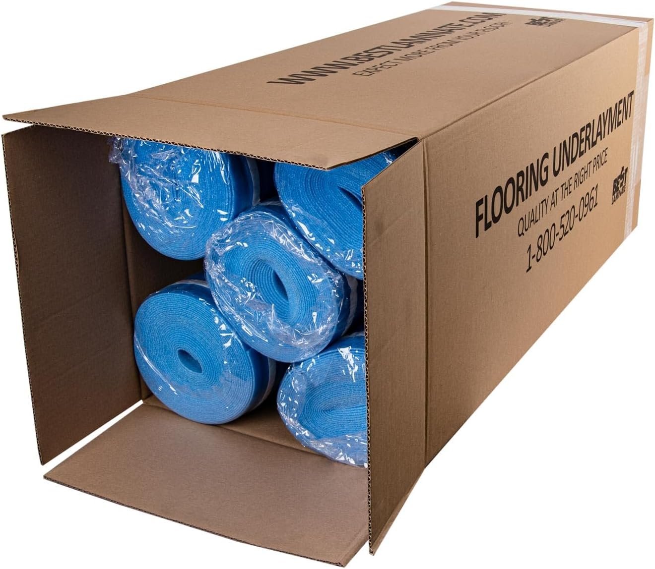 3in1 Vapor Barrier Flooring Underlayment w/Overlap and pre-Attached Tape Strip – Bestlaminate- 2mm – 500sq.ft (Bundle 5 Rolls Each 100 sg.ft.)