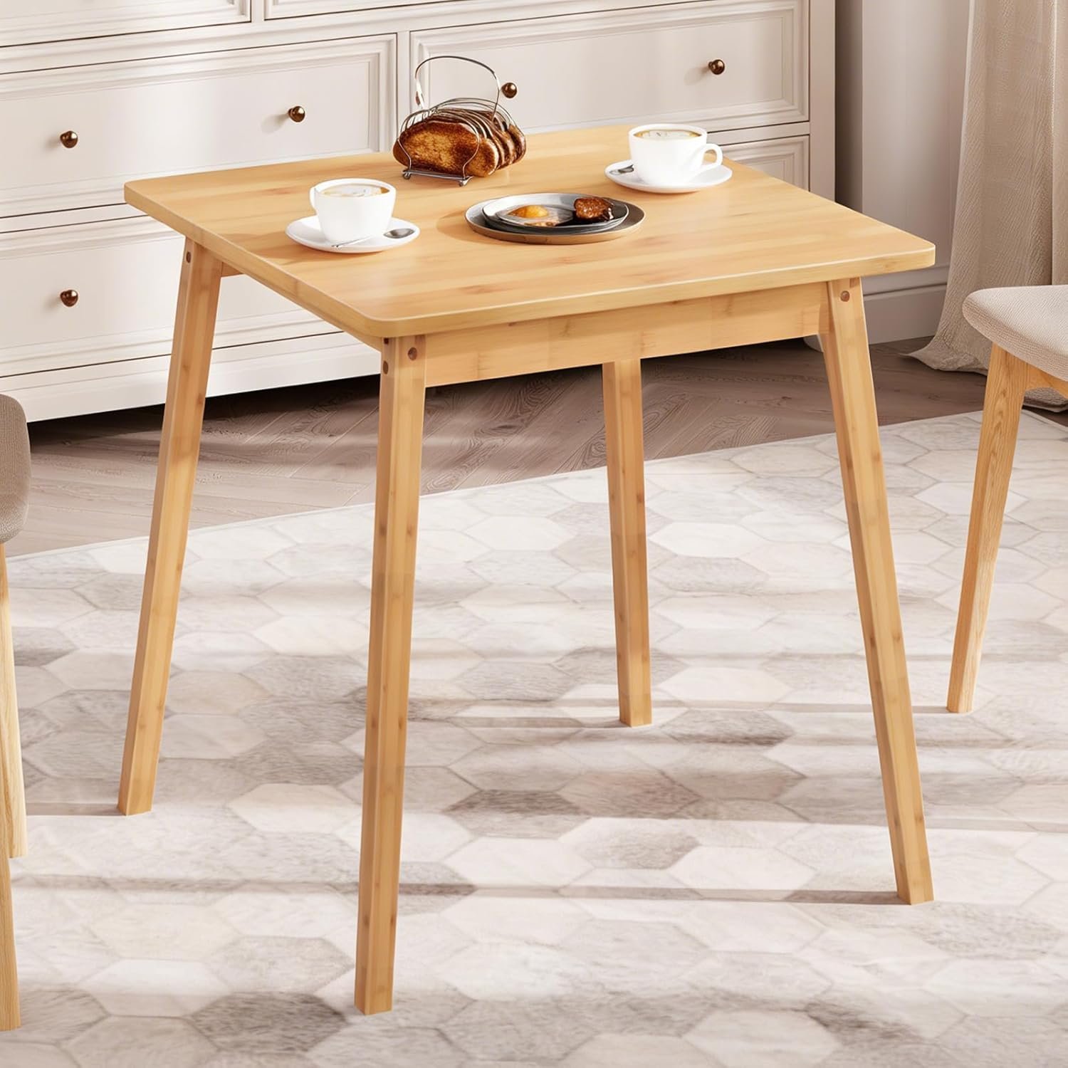 HOOBRO Bamboo Dining Table, Square Dining Table for 2, 27.6″ Kitchen Table for Small Space, Writing Table, Easy to Assemble, for Dining Room, Living Room, Office, Kitchen, Natural YL70CZ01G1