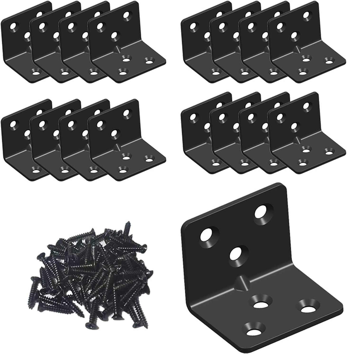 Black Stainless Steel Shelf Bracket,Joint Right Angle Bracket,L Shape Heavy Duty Metal Corner Brace Shelf Supporter for Wood Aufuga (16, 1.5×1.2×1.2)