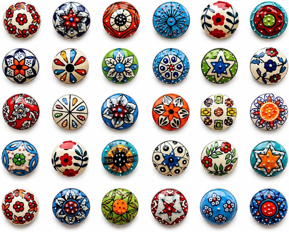 JGARTS 20 X Mix Vintage Look Flower Ceramic Knobs Door Handle Cabinet Drawer Cupboard Pull