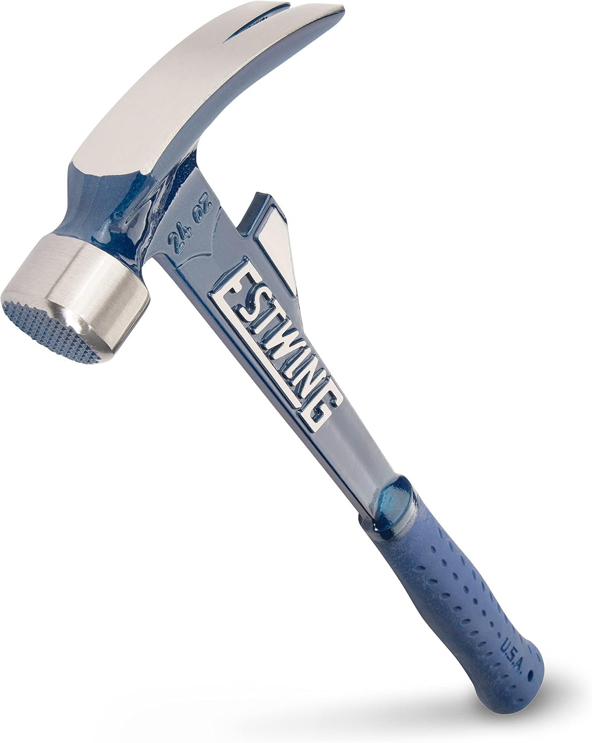 ESTWING Hammertooth Hammer – 24 oz USA Made Long Handle Straight Rip Claw Hammer with Milled Face & Shock Reduction Grip – E6-24TM | Made in USA, Patented Hammertooth Design, Rip Claw Versatility, Forged In One Piece, Patented Shock Reduction Grip